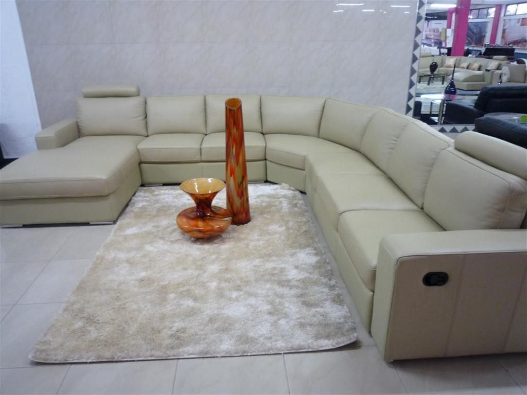 Lounge Suites Aniline leather lounge suite with chaise and recliner